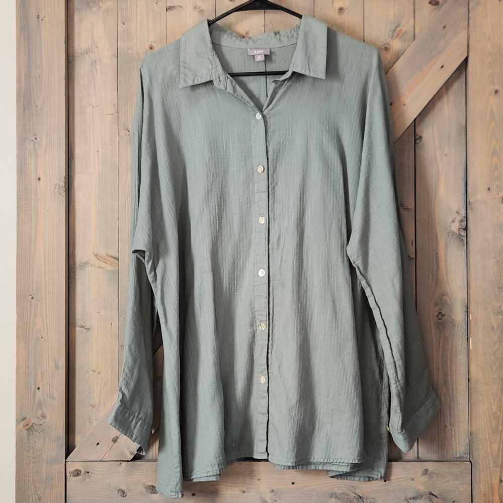 J. Jill Cotton Guazy Button Down Tunic XL Petite